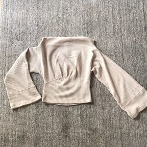 Free People bare shoulder waffle top